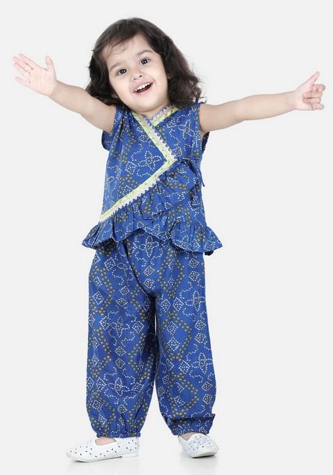 Blue Kurta With Pants (Set of 2)