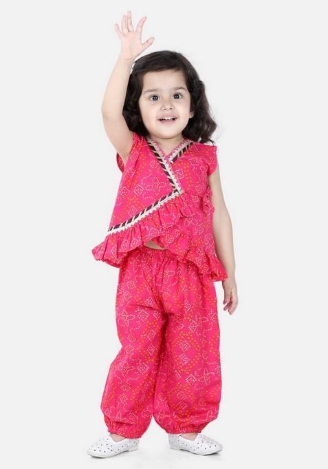 Pink Kurta With Pants (Set of 2)