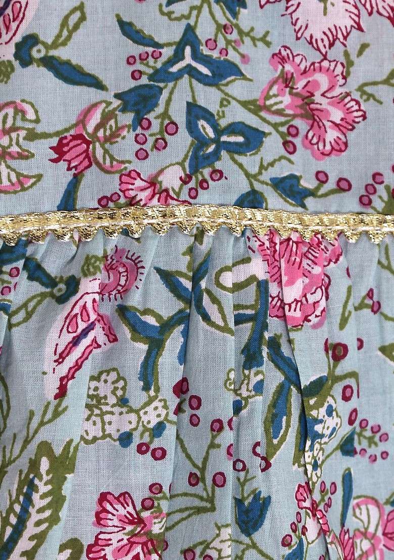 Green Printed Kurta With Dhoti Pants (Set of 2) - Indya