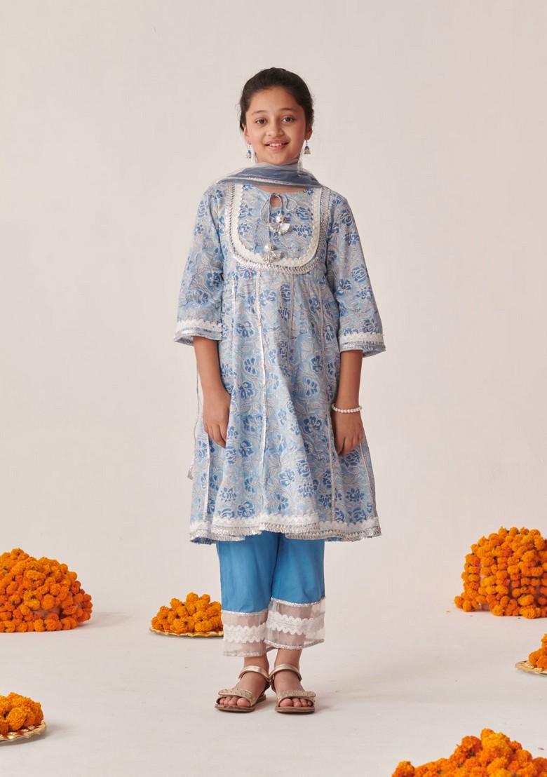 Firozi Printed Kurta With Pyjama And Dupatta (Set of 3)