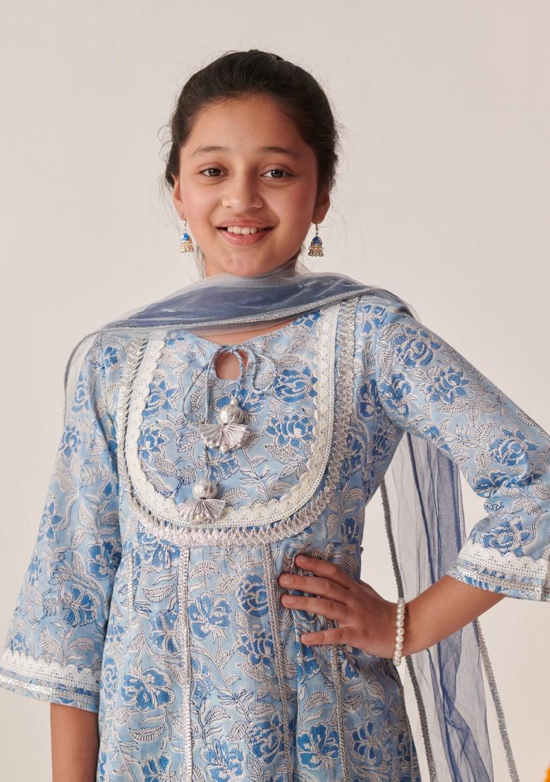 Firozi Printed Kurta With Pyjama And Dupatta (Set of 3)