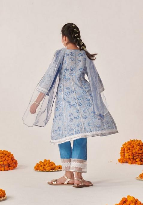 Firozi Printed Kurta With Pyjama And Dupatta (Set of 3)