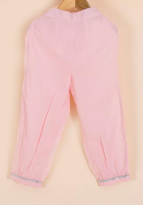 Pink Printed Kurta With Pants And Dupatta (Set of 3)