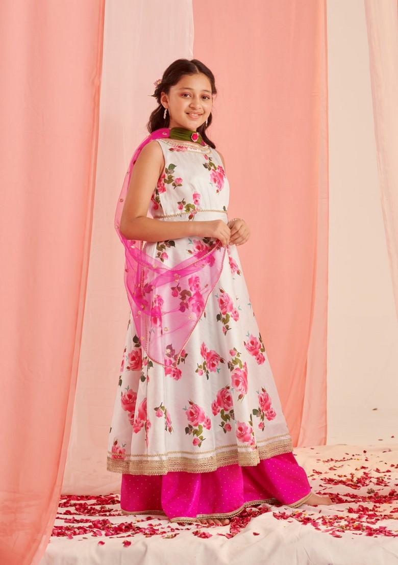 Blue Printed Kurta With Palazzo And Dupatta (Set of 3)