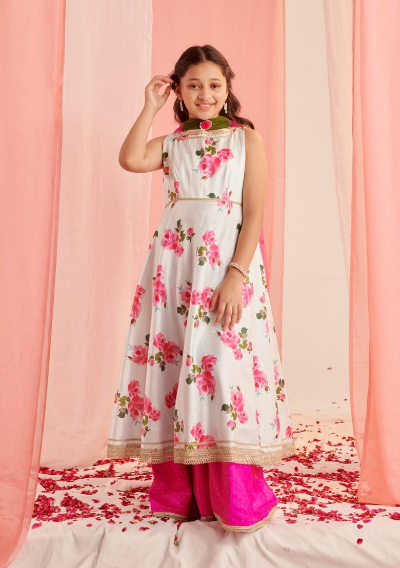 Blue Printed Kurta With Palazzo And Dupatta (Set of 3)