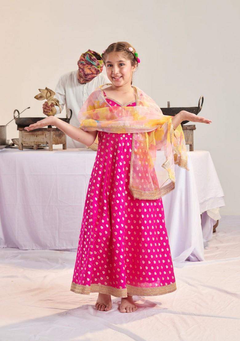 Magenta Kurta With Pants And Dupatta (Set of 3)