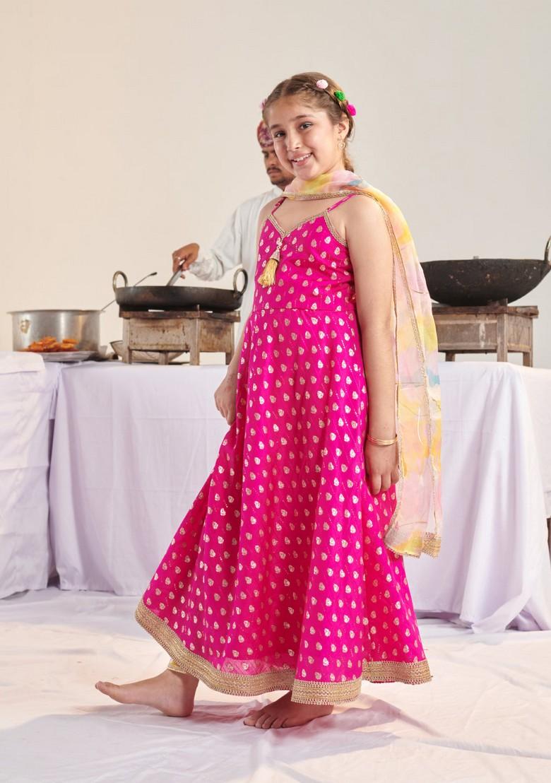 Magenta Kurta With Pants And Dupatta (Set of 3)