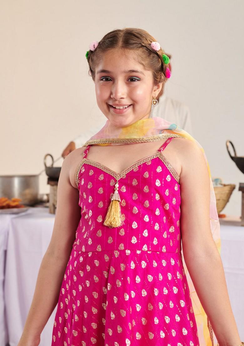 Magenta Kurta With Pants And Dupatta (Set of 3)