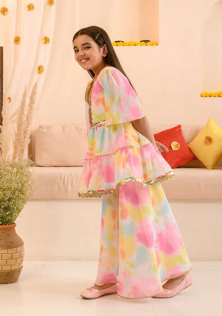 Multicolour Printed Kurta With Pants (Set of 2) - Indya
