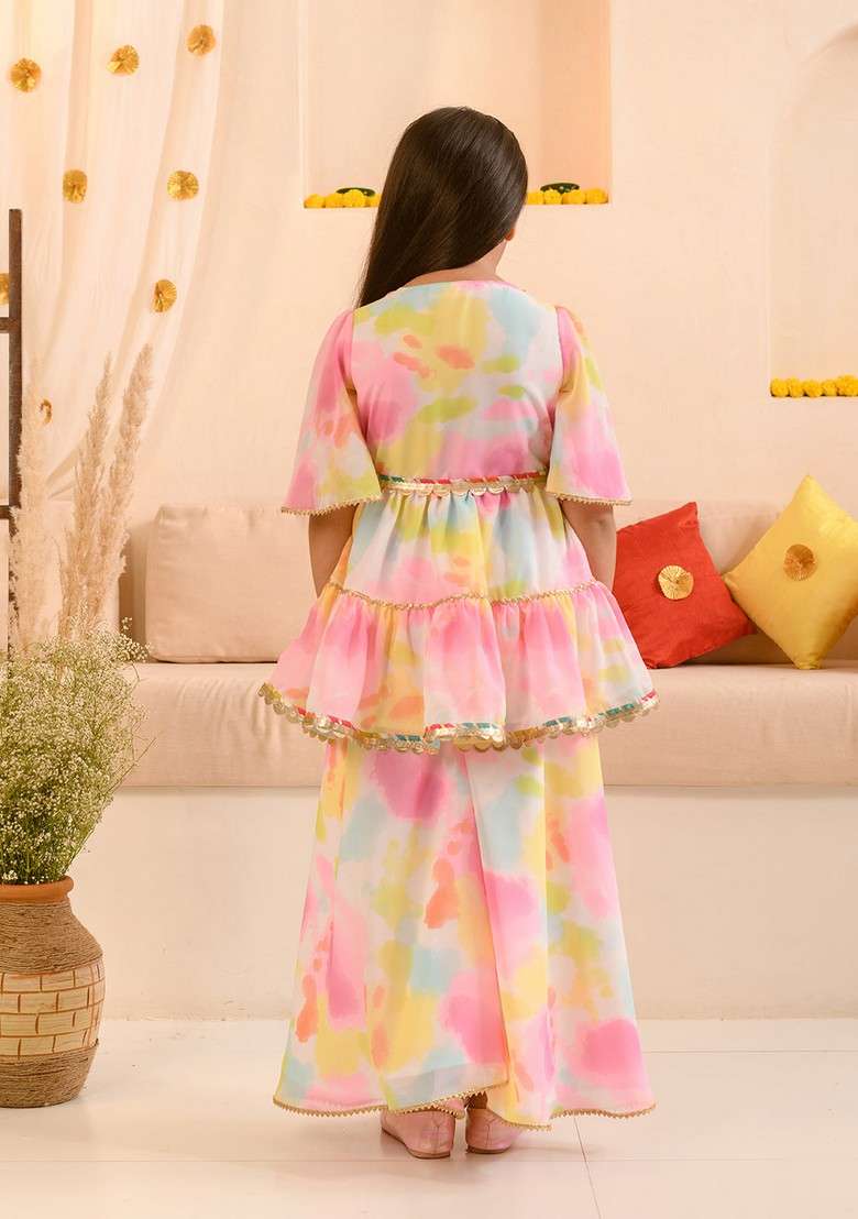 Multicolour Printed Kurta With Pants (Set of 2) - Indya