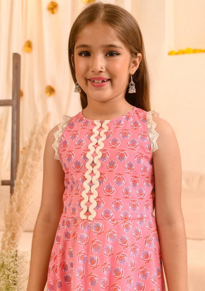 Pink Printed Kurta With Pants And Dupatta (Set of 3)