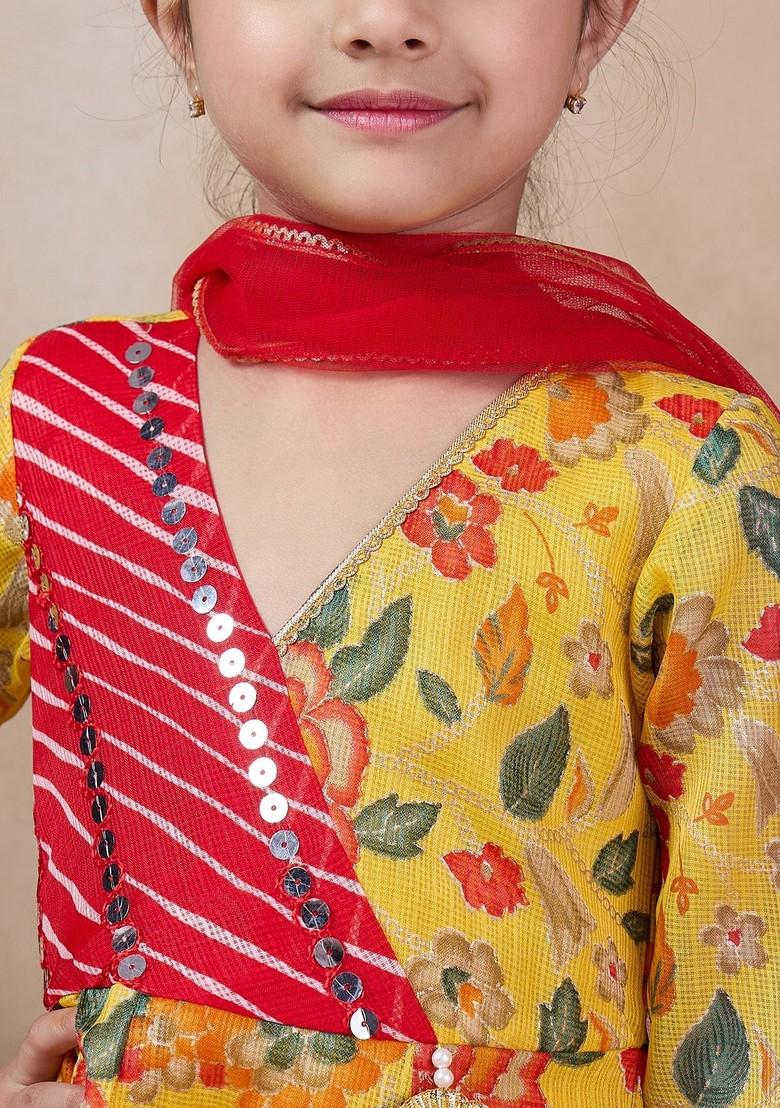 Yellow Printed Kurta With Pants And Dupatta (Set of 3)