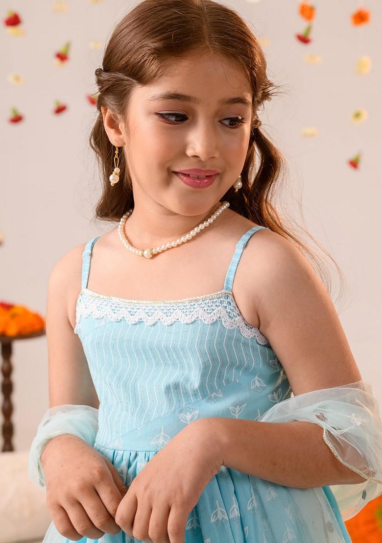 Blue Printed Kurta With Sharara (Set of 2)