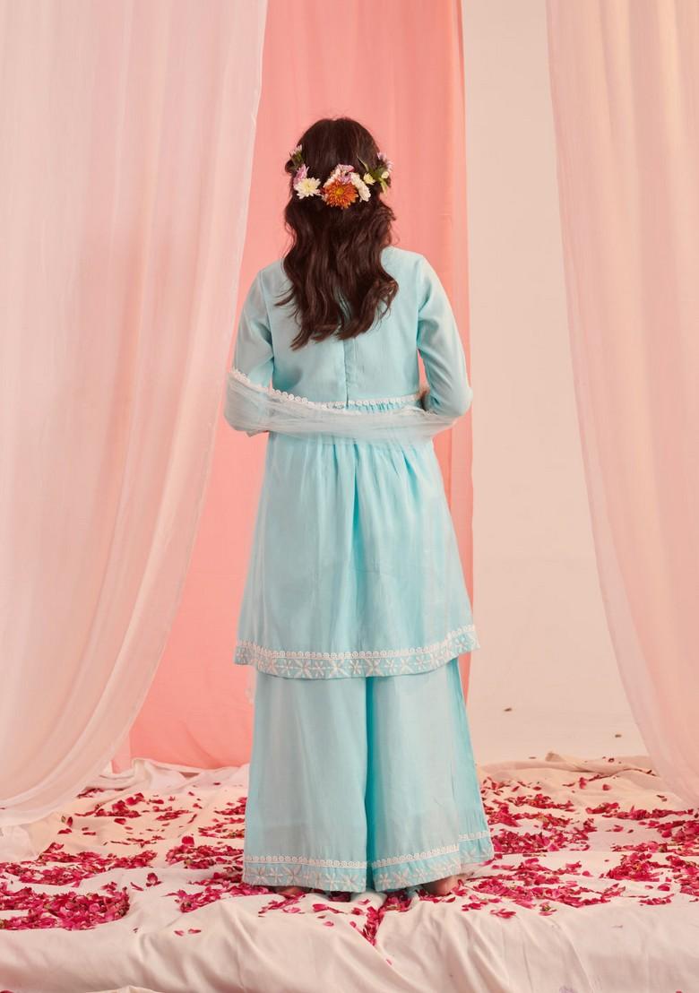 Firozi Printed Kurta With Sharara (Set of 2)