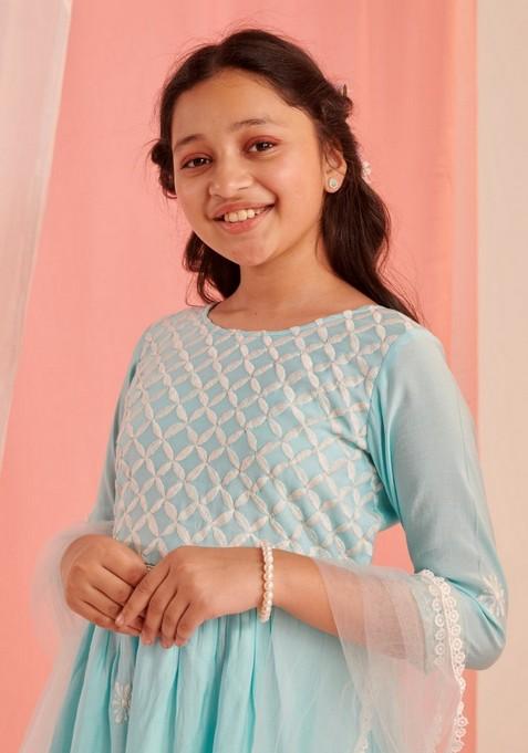 Firozi Printed Kurta With Sharara (Set of 2)