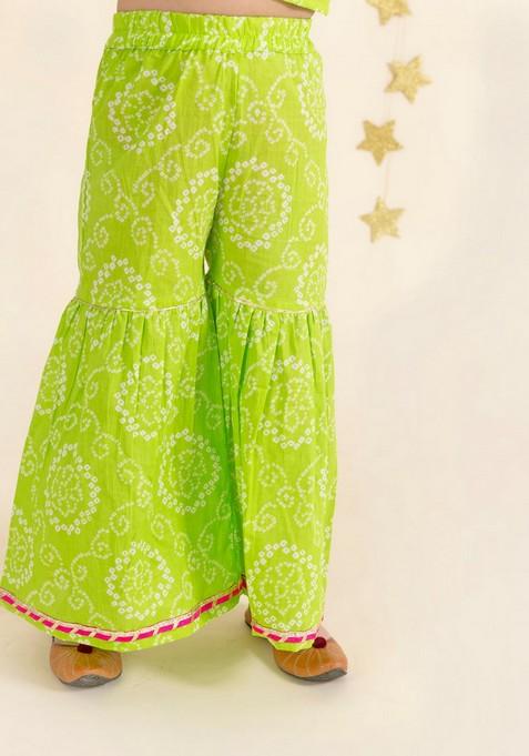 Green Embroidered Kurta With Sharara (Set of 2)