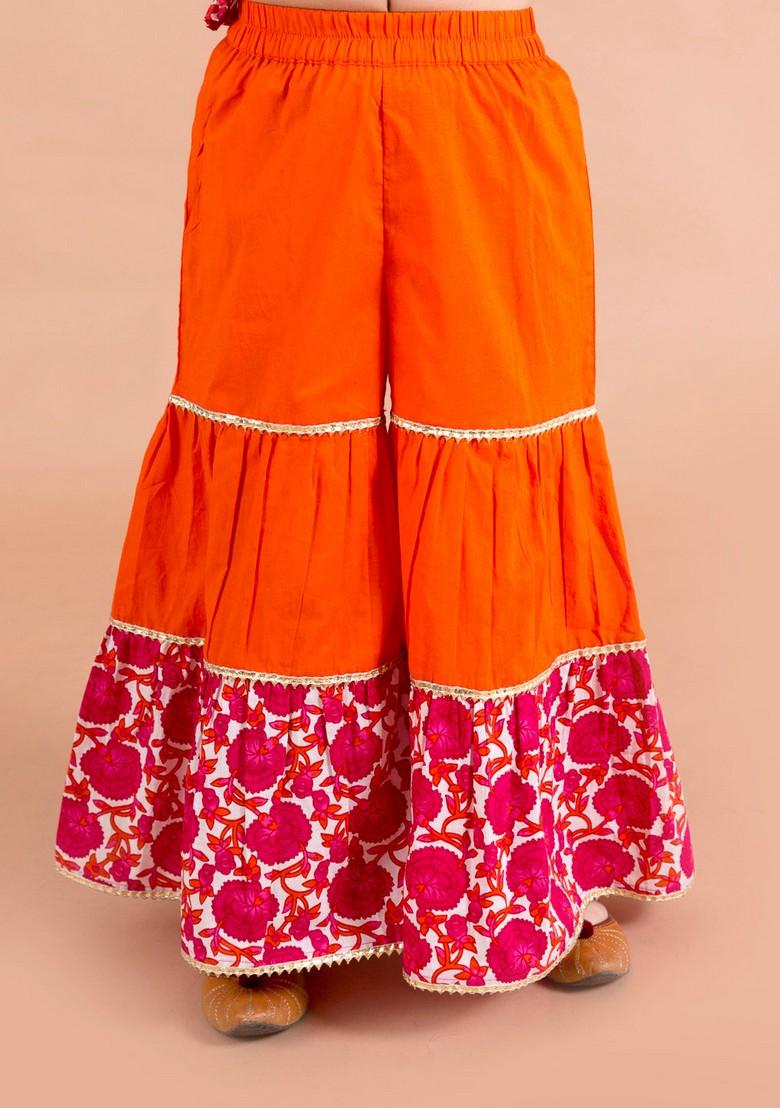 Magenta Printed Kurta With Sharara (Set of 2)