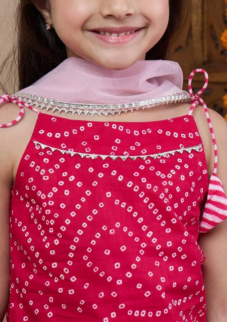 Magenta Printed Kurta With Sharara And Dupatta (Set of 3)