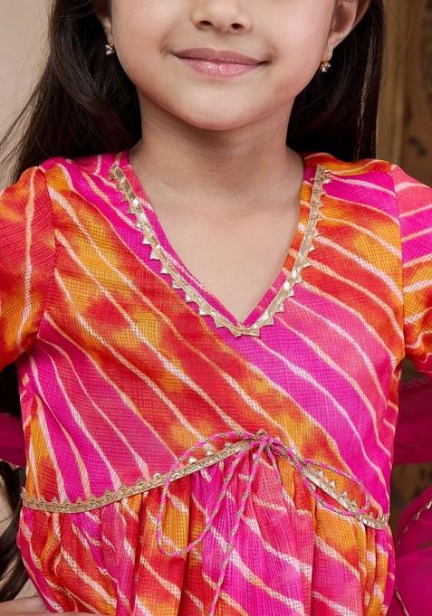 Magenta Printed Kurta With Sharara And Dupatta (Set of 3)