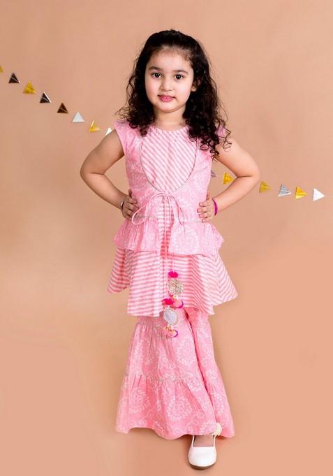 Pink Sharara With Kurta (Set of 2)