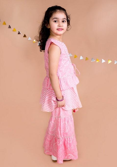 Pink Sharara With Kurta (Set of 2)