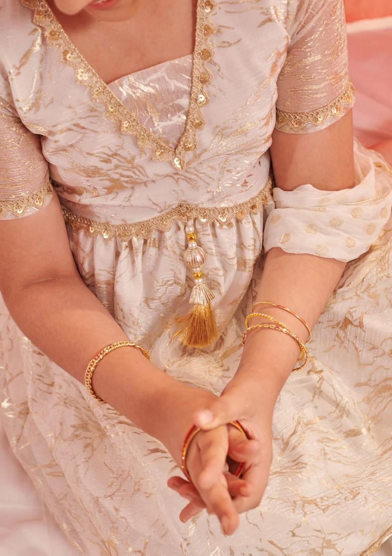 White Printed Kurta With Sharara And Dupatta (Set of 3)