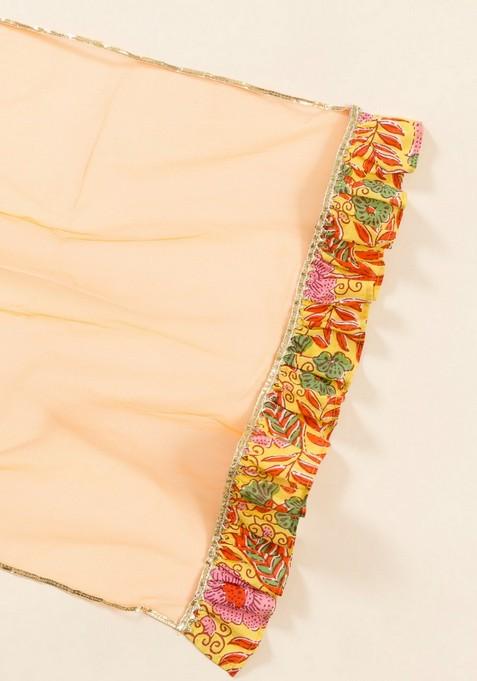 Yellow Printed Kurta With Sharara And Dupatta (Set of 3)