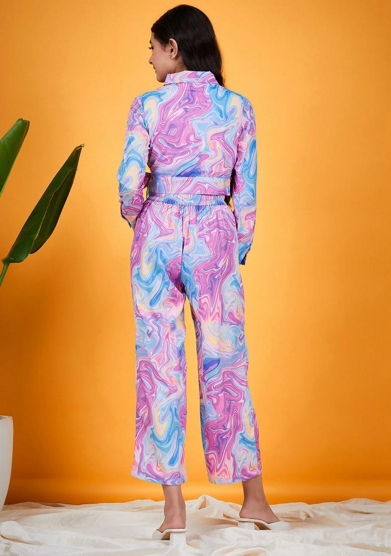 Multicolour Printed Top With Pants (Set of 2)