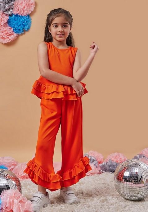 Orange Top With Pants (Set of 2)