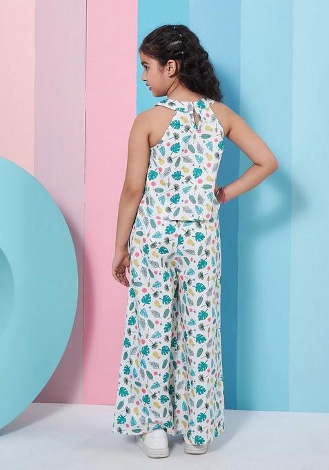 Multicolour Printed Top With Pants (Set of 2)