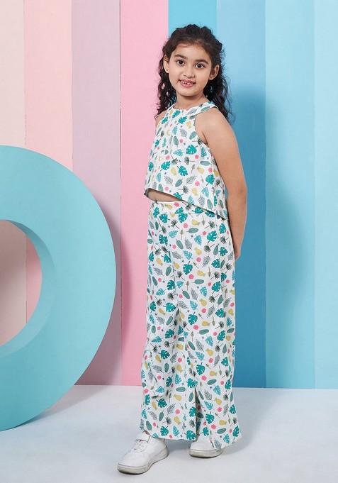 Multicolour Printed Top With Pants (Set of 2)