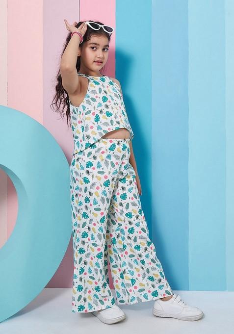 Multicolour Printed Top With Pants (Set of 2)