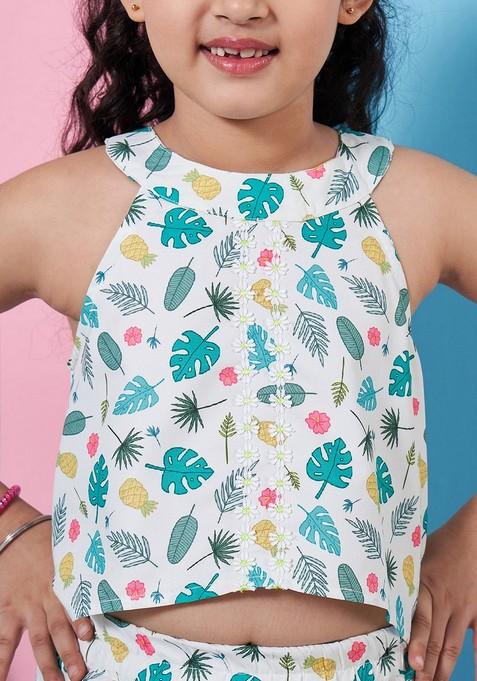 Multicolour Printed Top With Pants (Set of 2)