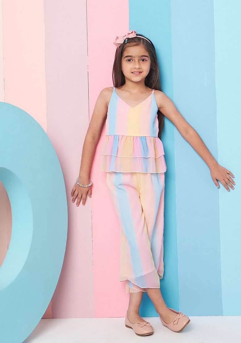 Multicolour Top With Pants (Set of 2) - Indya