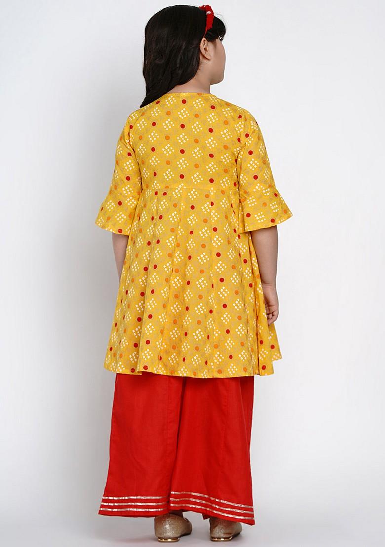 Yellow Printed Kurta With Palazzo (Set of 2)