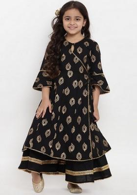 Black Printed Kurta With Palazzo (Set of 2)