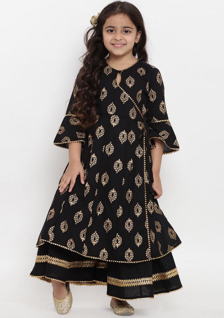 Black Printed Kurta With Palazzo (Set of 2)