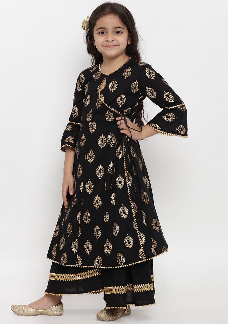 Black Printed Kurta With Palazzo (Set of 2)