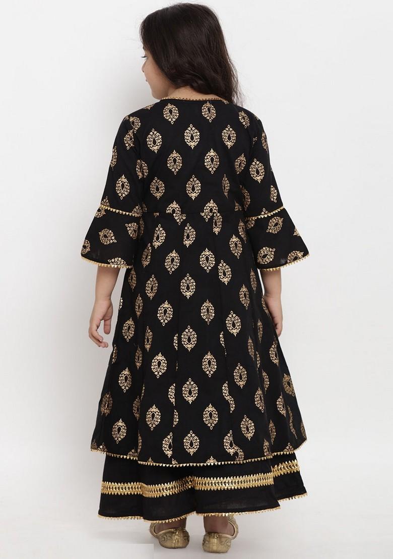 Black Printed Kurta With Palazzo (Set of 2)