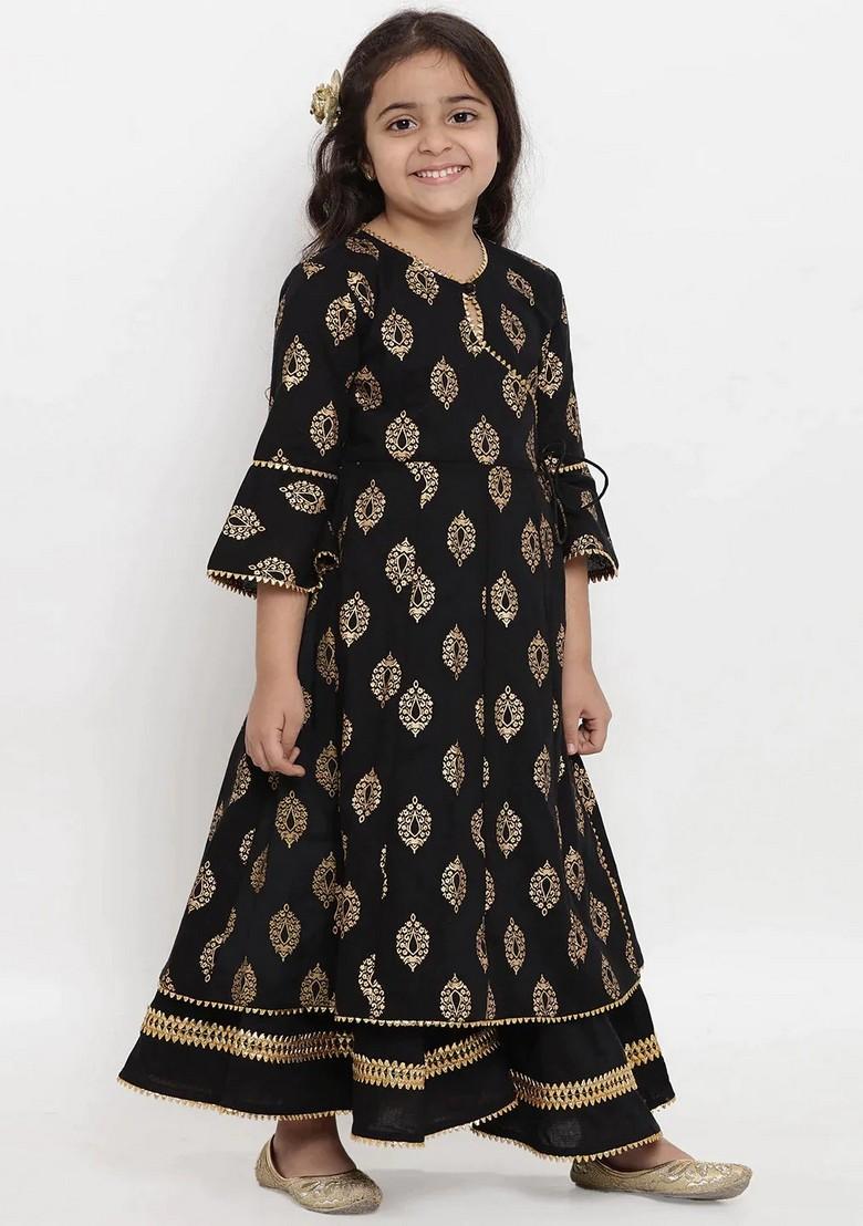 Black Printed Kurta With Palazzo (Set of 2)