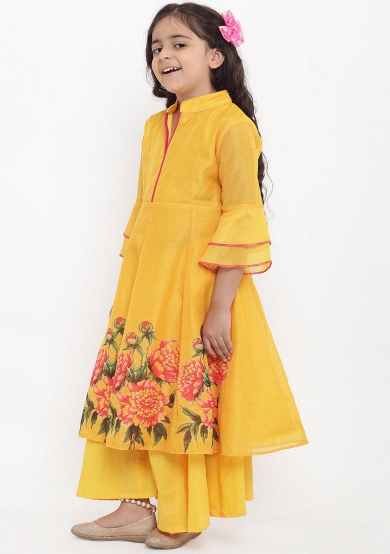 Yellow Printed Kurta With Palazzo (Set of 2)