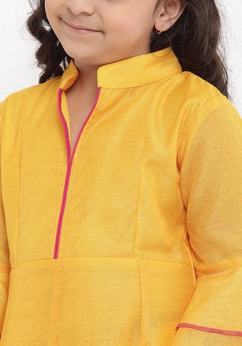 Yellow Printed Kurta With Palazzo (Set of 2)