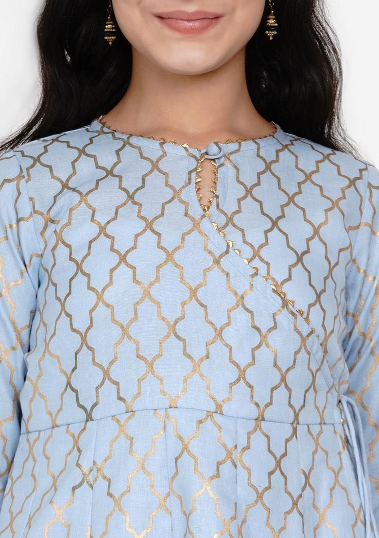 Blue Printed Kurta With Palazzo (Set of 2)