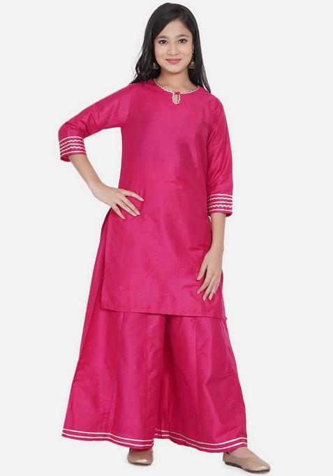 Pink Printed Sharara With Kurta (Set of 2)