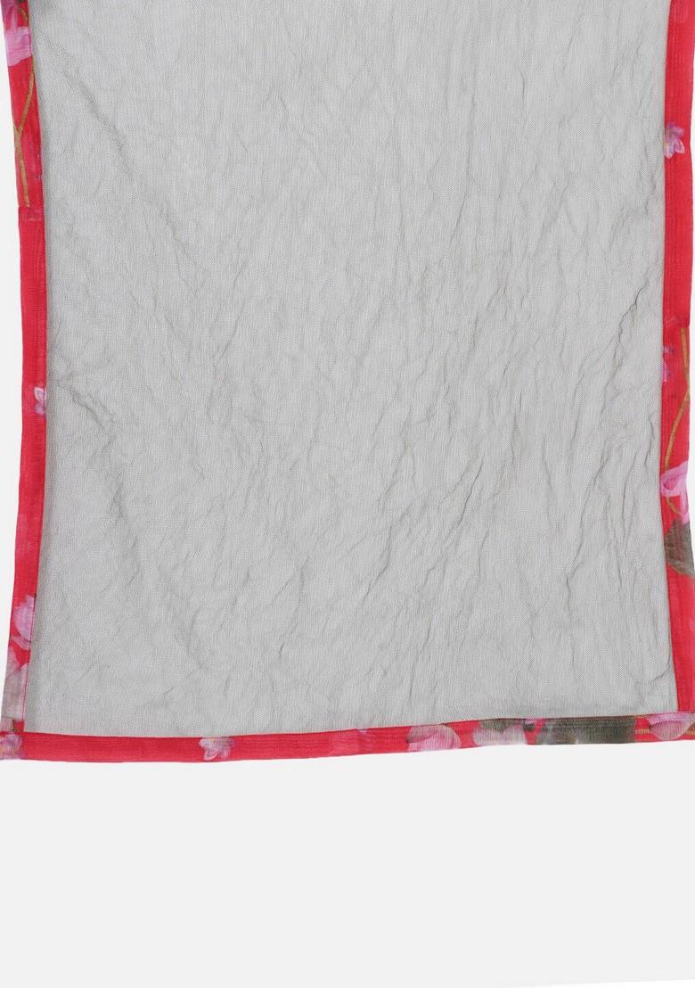 Red Printed Kurta With Pants And Dupatta (Set of 3)