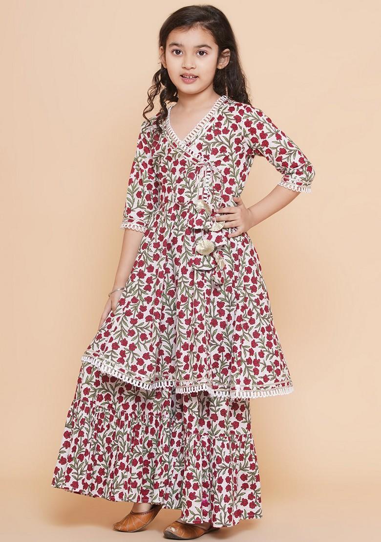 Off White Printed Sharara With Kurta (Set of 2)