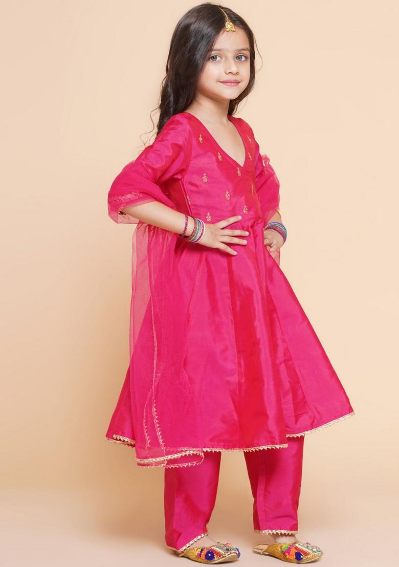 Blue Embroidered Kurta With Pants And Dupatta (Set of 3)