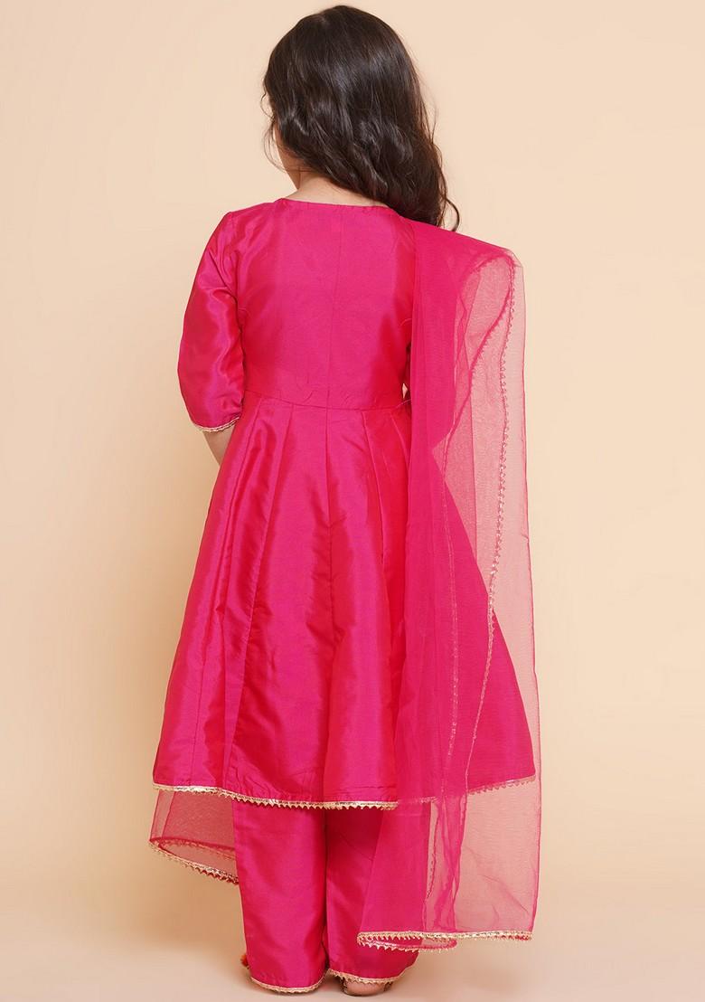 Blue Embroidered Kurta With Pants And Dupatta (Set of 3)