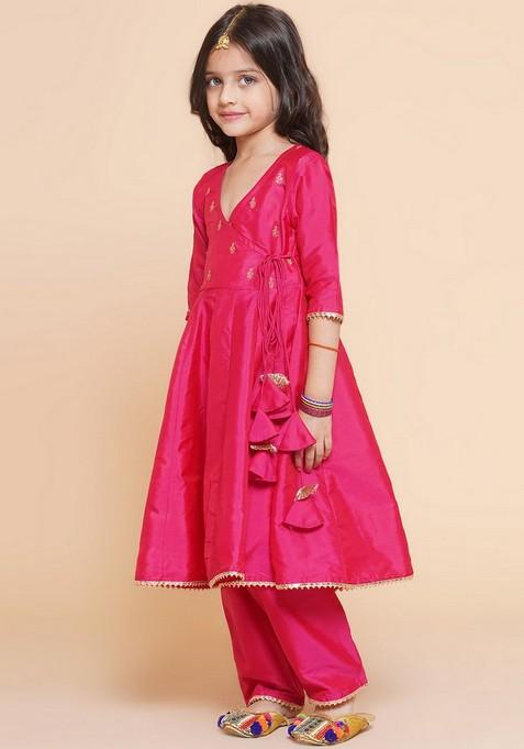 Blue Embroidered Kurta With Pants And Dupatta (Set of 3)