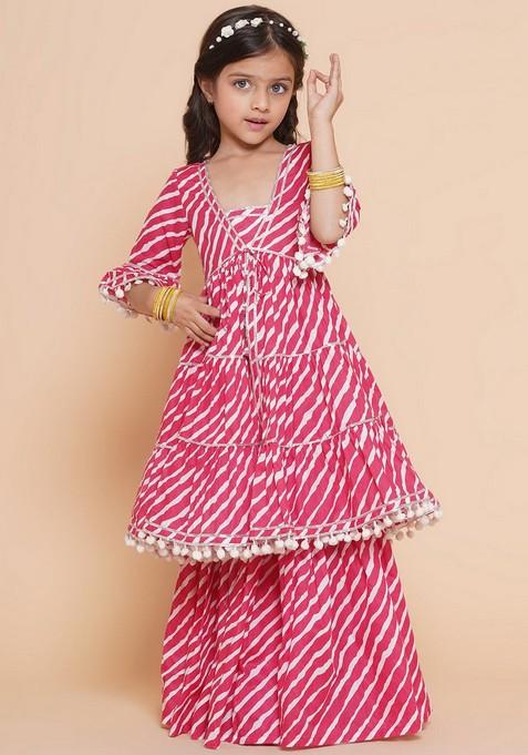 Pink Printed Sharara With Kurta (Set of 2)